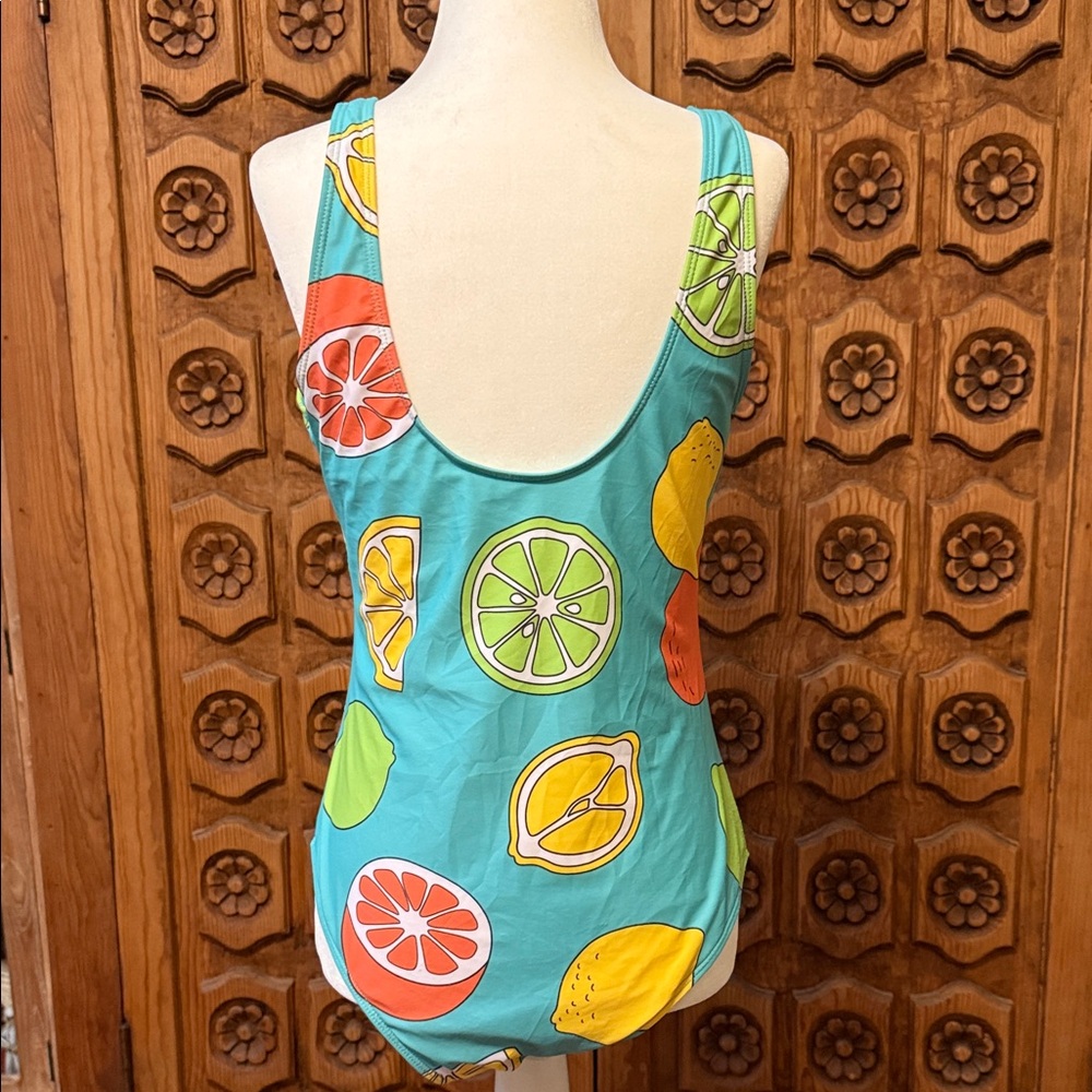 Citrus Print One-Piece Swimsuit - Aqua, size L - Picture 3 of 6